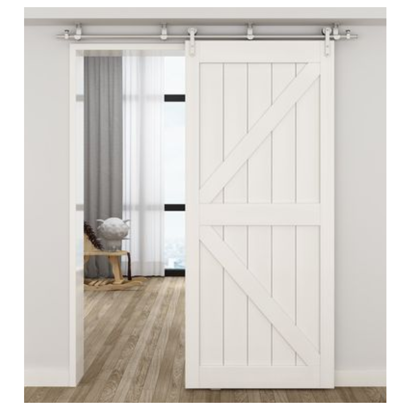 Wooden Single Main Door MDF Laminated Sliding Door Design Interior Barn Door