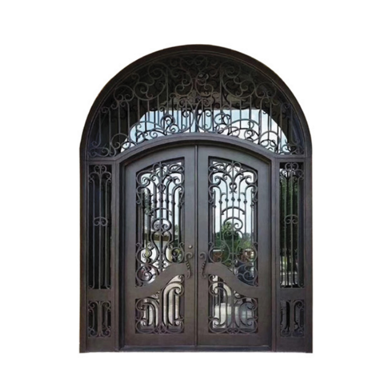 Decorative Grille Double Arch Garden Security Wrought Iron Gate