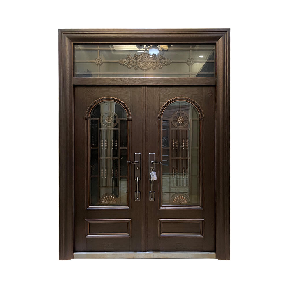House Exterior Security Double Steel Entry Gate With Glass