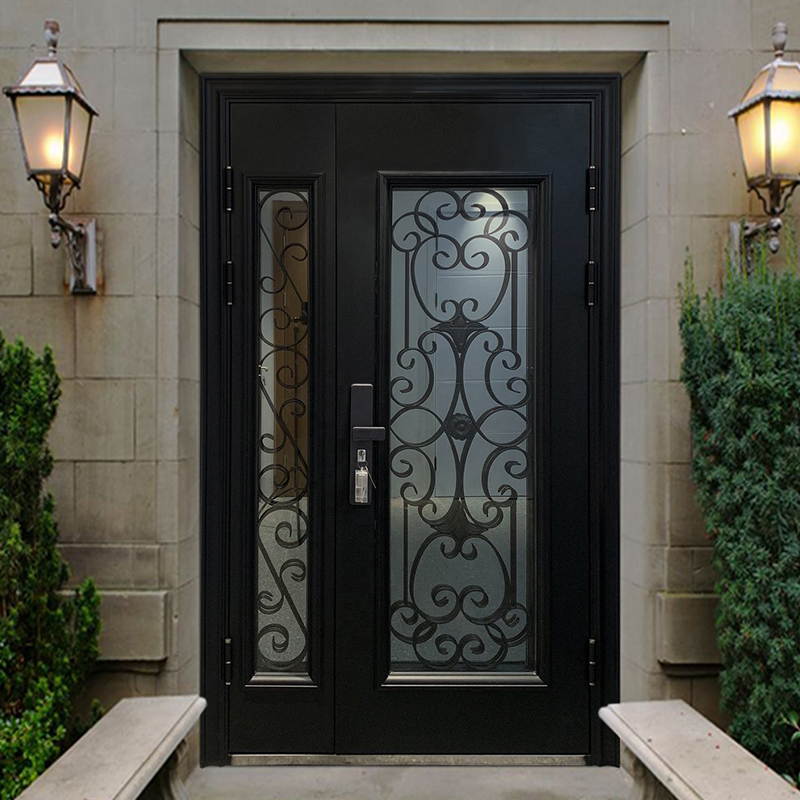 Modern Design Panel Steel Security Stainless Gate Door with Glass