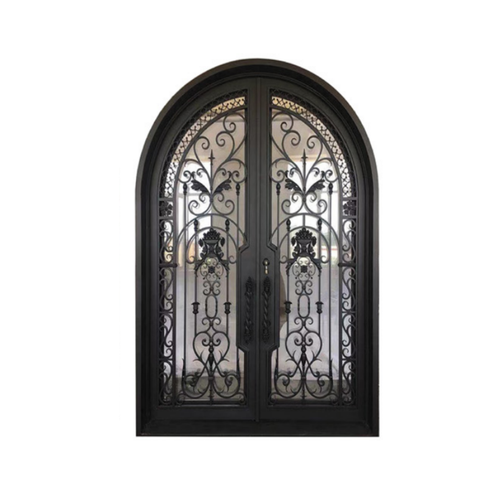 Sliding Swing Wrought Iron Gate Steel Craft Glass Entry Front Door