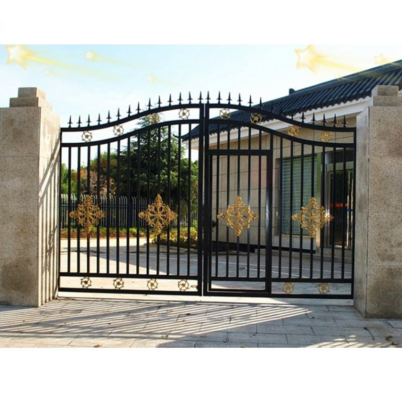 Villa Gate Garden Arched Steel Gate Telescopic Exterior Wrought Iron Gate