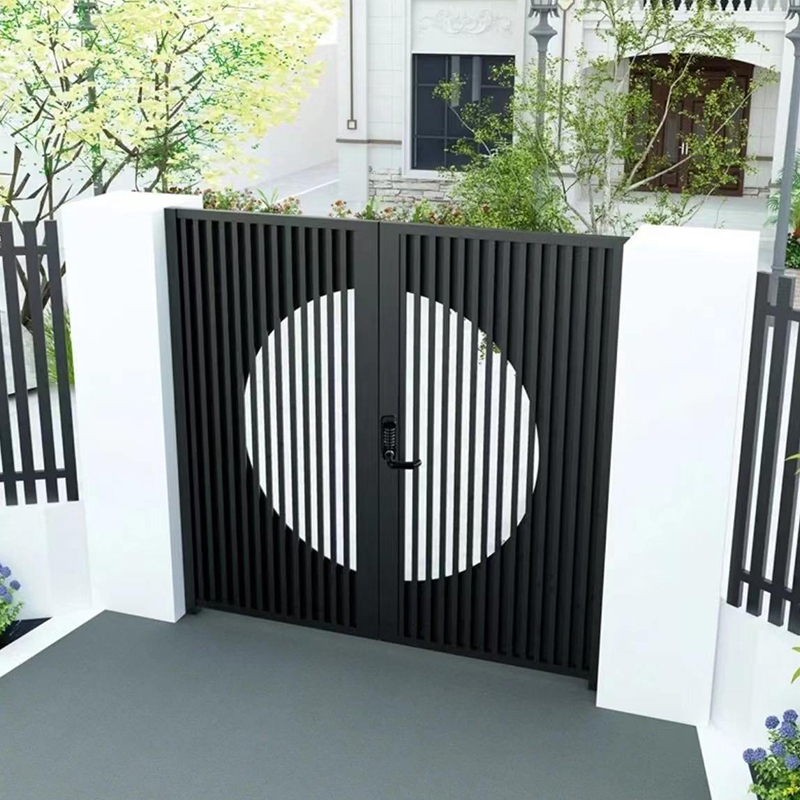 Elegant Modern Wrought Iron Gates Swing Design Exterior Courtyard Gate