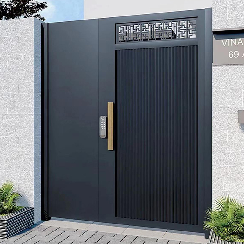 Simple And Modern Wrought Iron Entryway Exterior Courtyard Gate