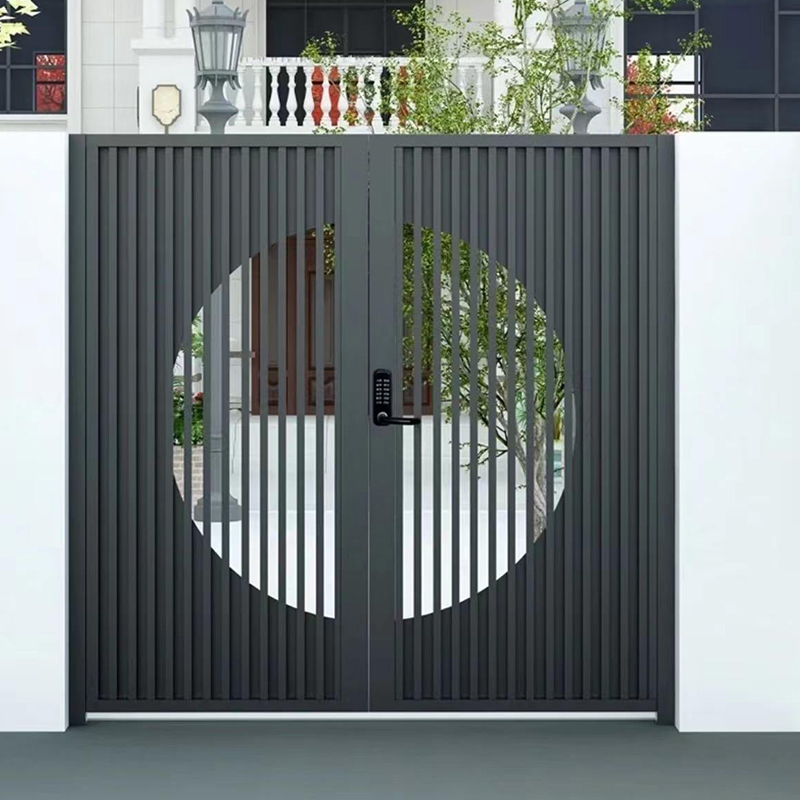 Elegant Modern Wrought Iron Gates Swing Design Exterior Courtyard Gate