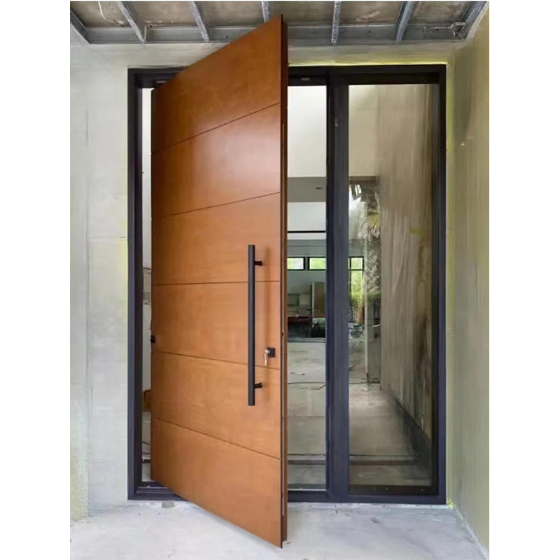 Solid Wood Exterior Pivot Glass Door for Modern Houses