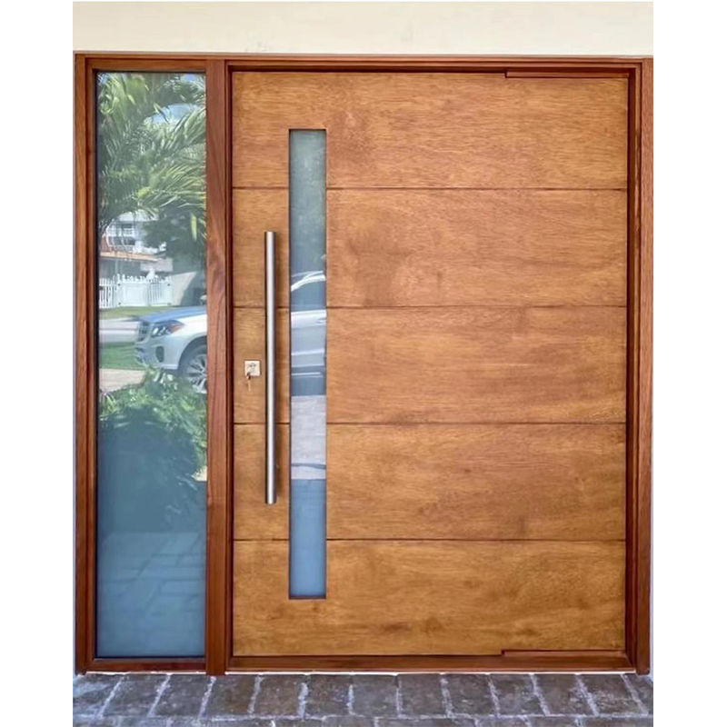 Solid Wood Glass Front Entrance Pivot Door Waterproof Villa Courtyard Gate