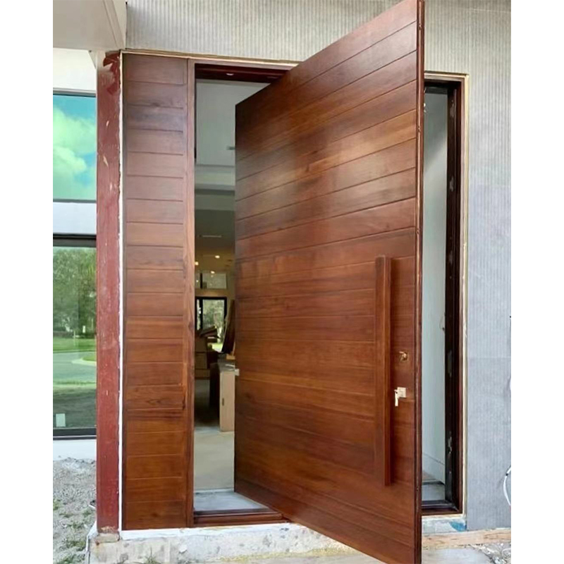 Modern Style Solid Wood Exterior Pivot Door for Home Entrance