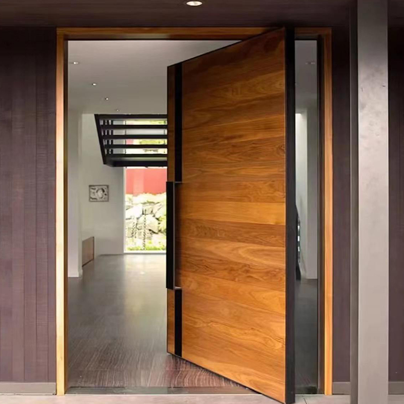 Exterior Steel Metal Solid Wooden Pivot Entrance Door for House