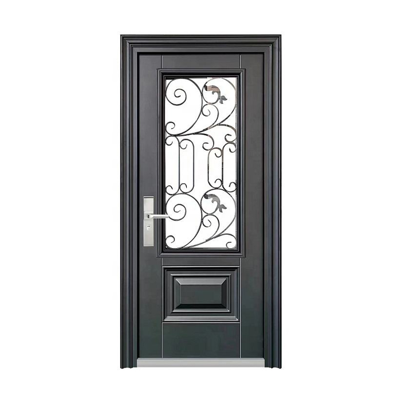 Main Steel Entrance Door Steel Glass Security Door with Transom Windows